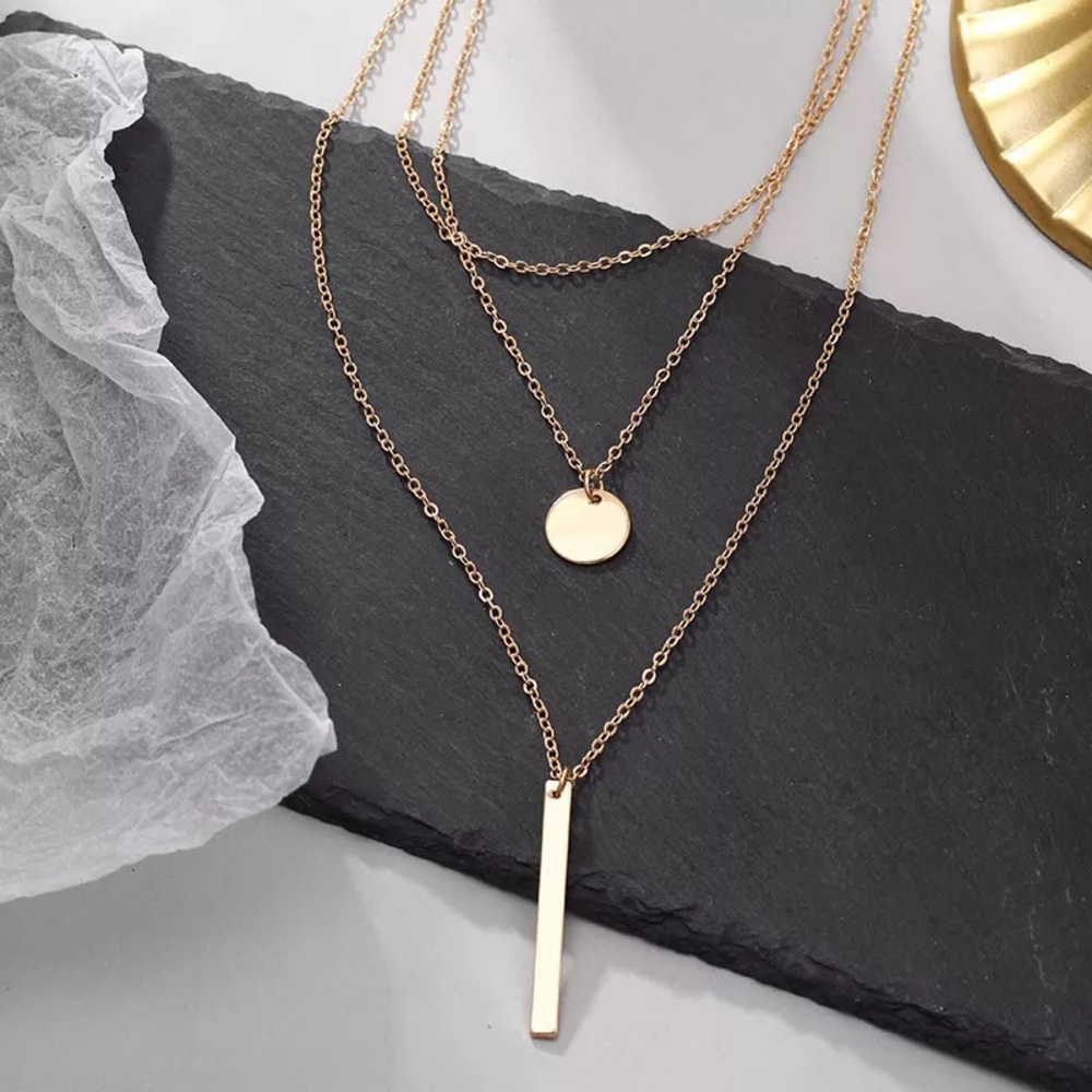 Multi Layer Coin Bar Necklace - Picture 7 of 9